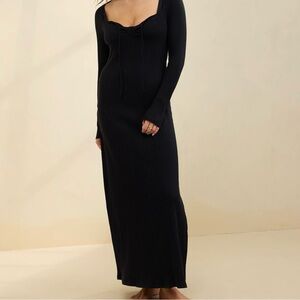 Aerie Black Ribbed Maxi Dress